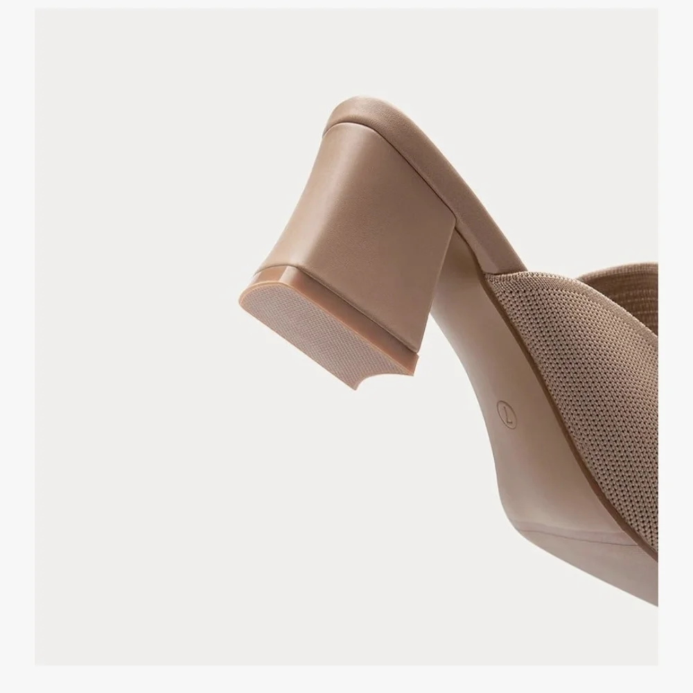 Knit Pointed Toe Chunky Heel Mules #962, 963 - Picture 14 of 16